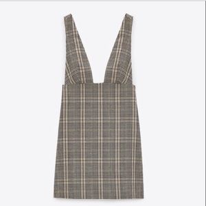 Zara Plaid Pinafore Dress